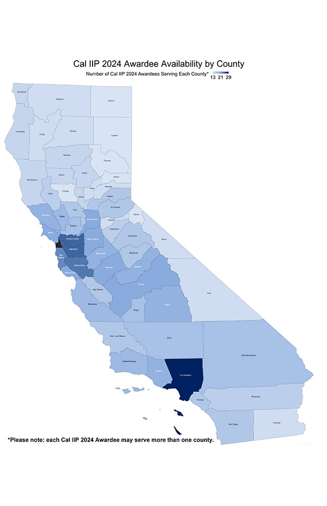 CalIIp 2024 Awardee Availability by county